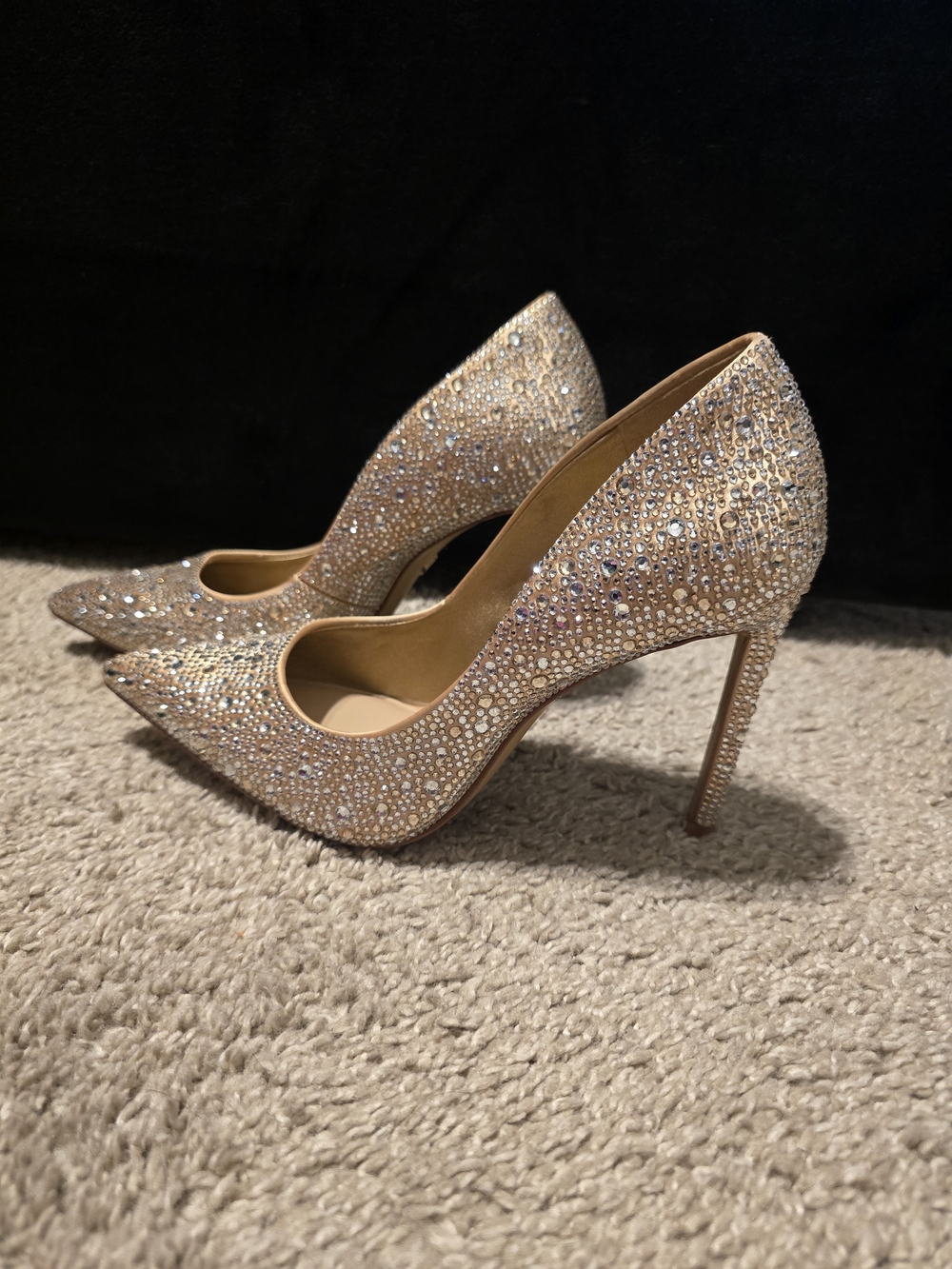 Aldo Gold Crystal Embellished Pointed-Toe Pumps View 2